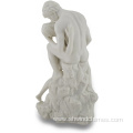 White Marble Finish Nude Sculpture of The Lovers